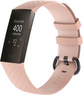KELERINO. Siliconen bandje voor Fitbit Charge 3 / Charge 4 Roze - Large