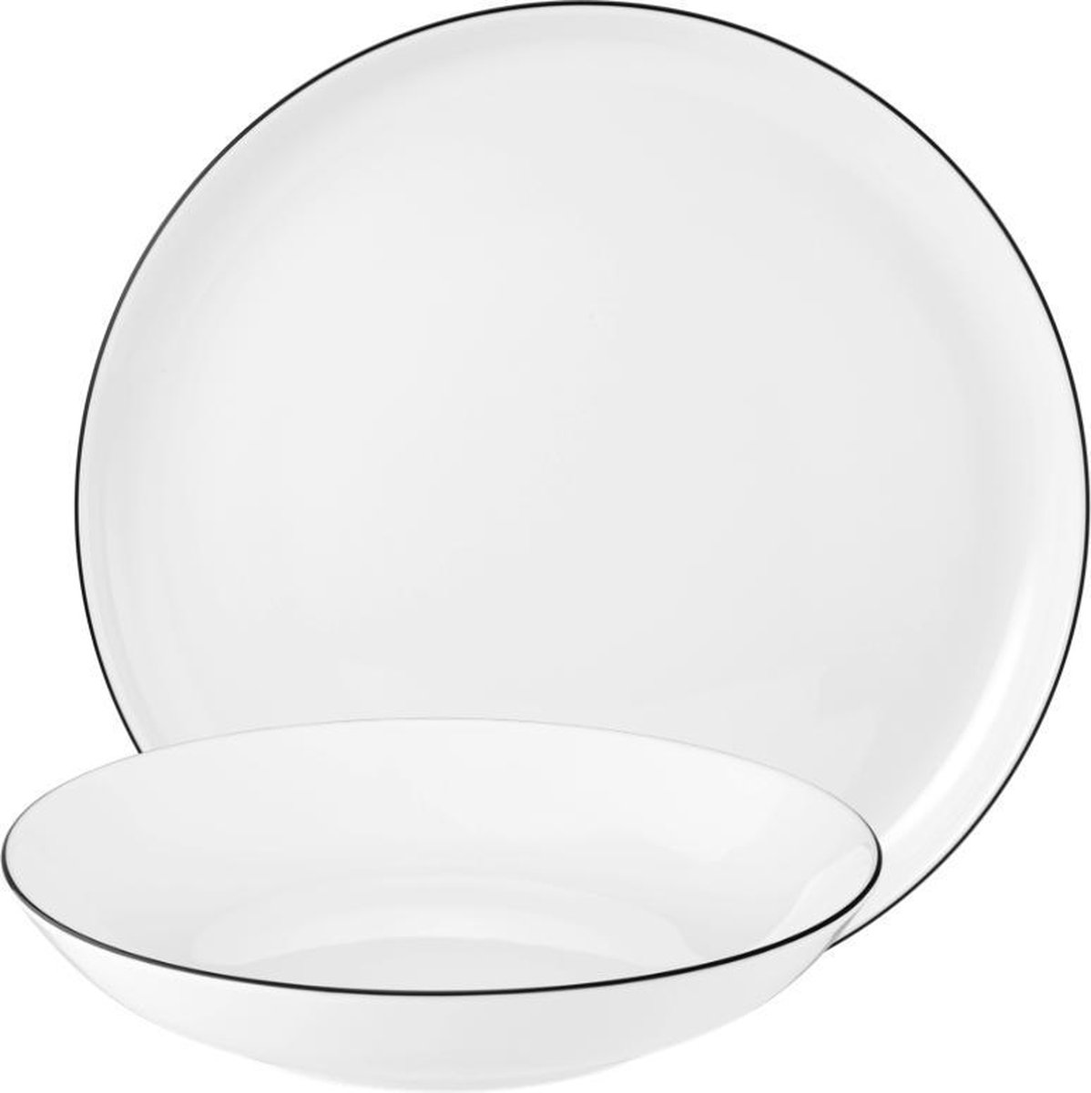 Seltmann Weiden Lido black line serviesset 12-delig Wit met zwarte rand