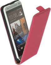 LELYCASE Flip Case Lederen Hoesje HTC One Mini Pink