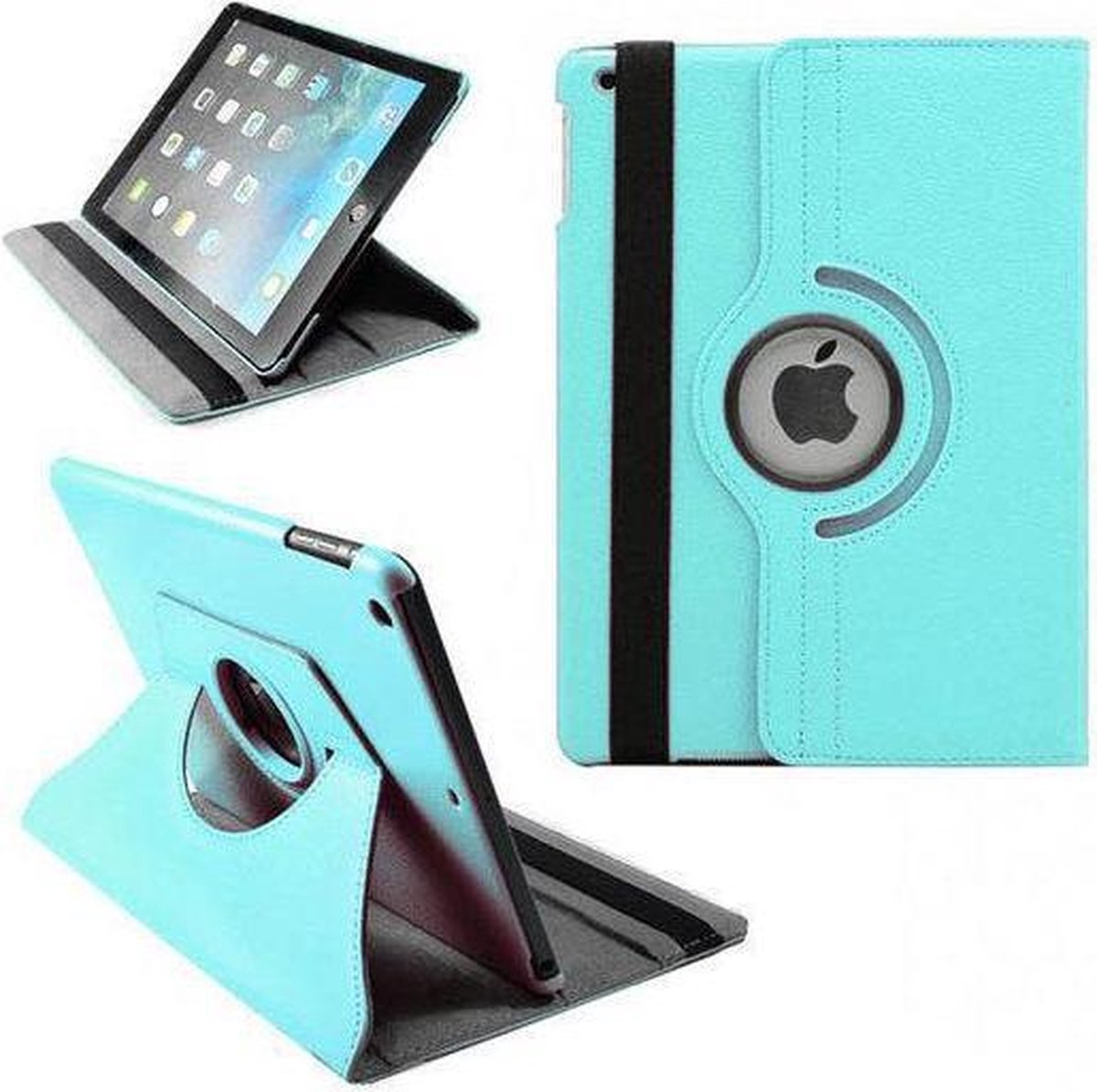 Apple iPad 5 Air Leather 360 Degree Rotating Case Cover Stand Sleep Wake Light Blue/ Licht Blauw