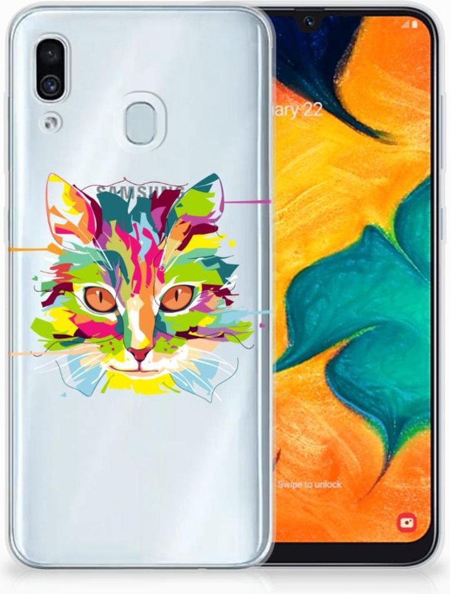 Samsung Galaxy A30 Telefoonhoesje met Naam Cat Color