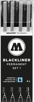 Molotow Blackliner 4x marker set 1 - Fineliner set met 4 maten schetspennen