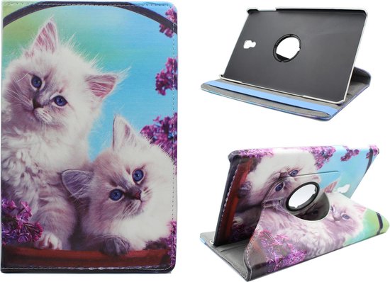 HB Hoes Geschikt voor Samsung Galaxy Tab A 10.5 (2018 T590/T595) met Print - Draaibare Tablet Case met Standaard - Katten Print - HoesjesBestellen