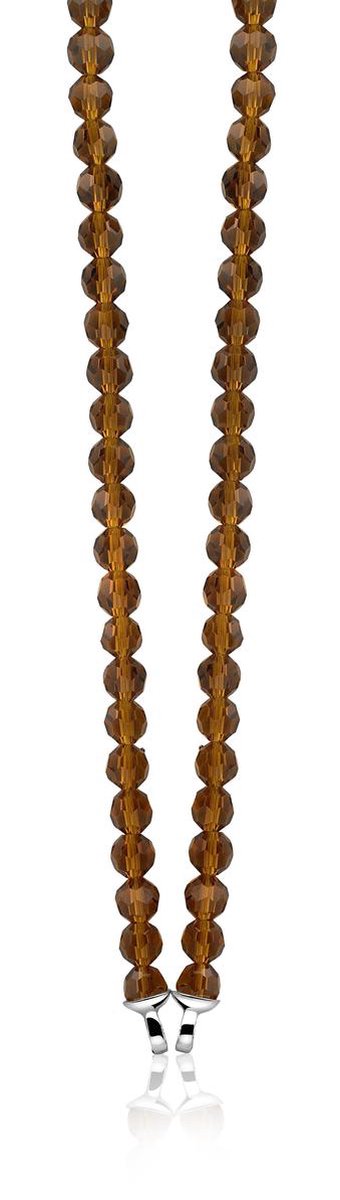 Zinzi - Zilveren Collier - Bruine Beads - 8 mm - 43 cm (ZIC401BB)