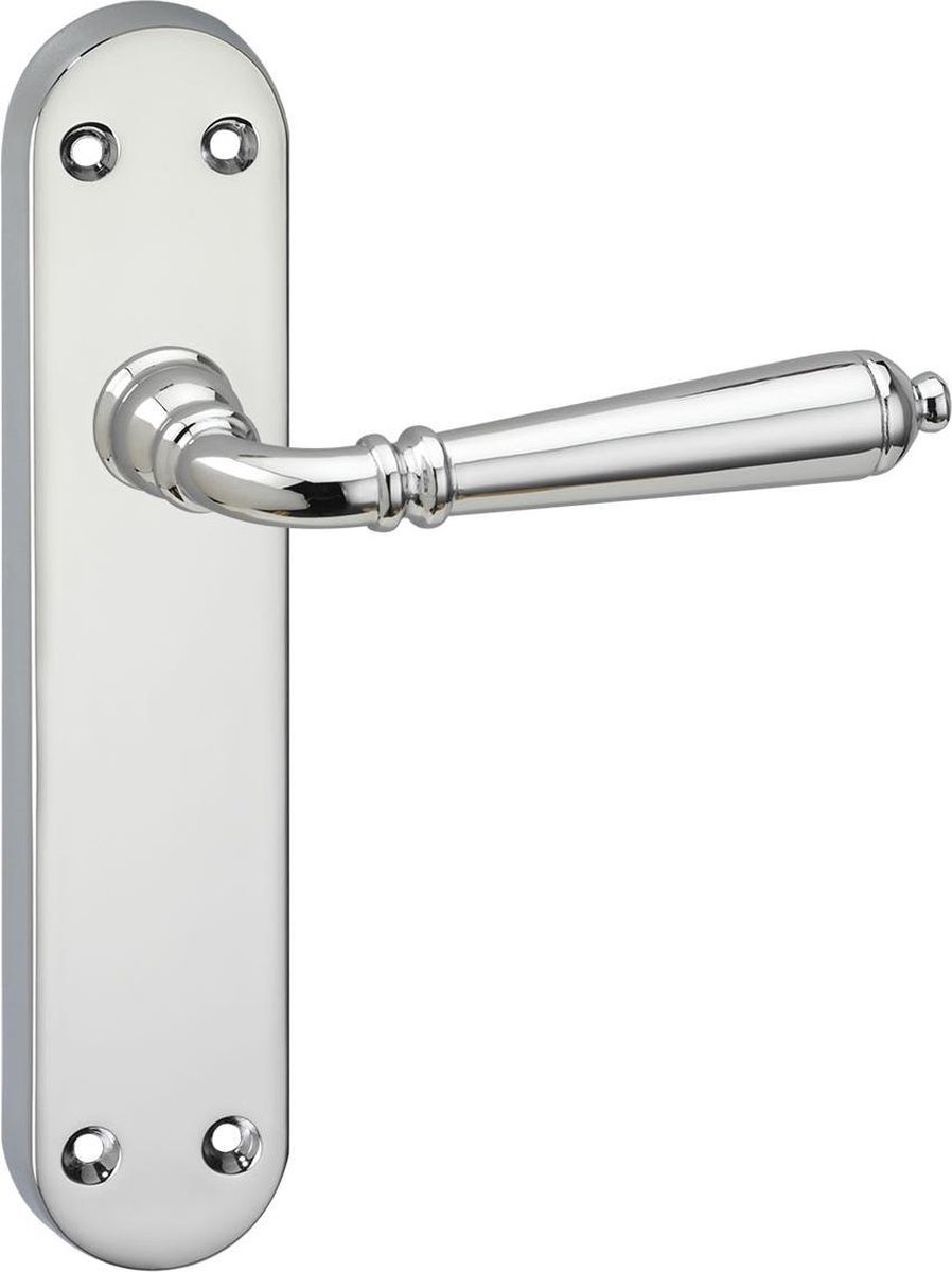 Deurkruk - Impresso Queens - Voor binnen - Ovaal deurschild met schroeven - Chroom - 2 stuks