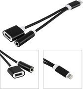 2 in 1 Lightning en 3.5 mm Audio Jack Adapter voor Apple iPhone Zwart