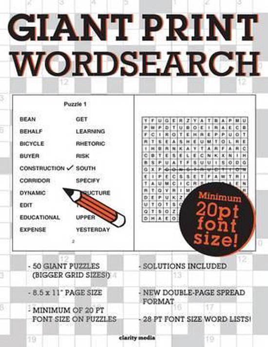 Giant Print Wordsearch, Clarity Media | 9781523950133 | Boeken | bol.com