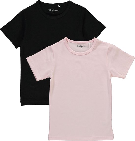 Dirkje Meisjes Shirts Korte Mouwen 2stuks Lichtroze en Zwart Maat 110 bol