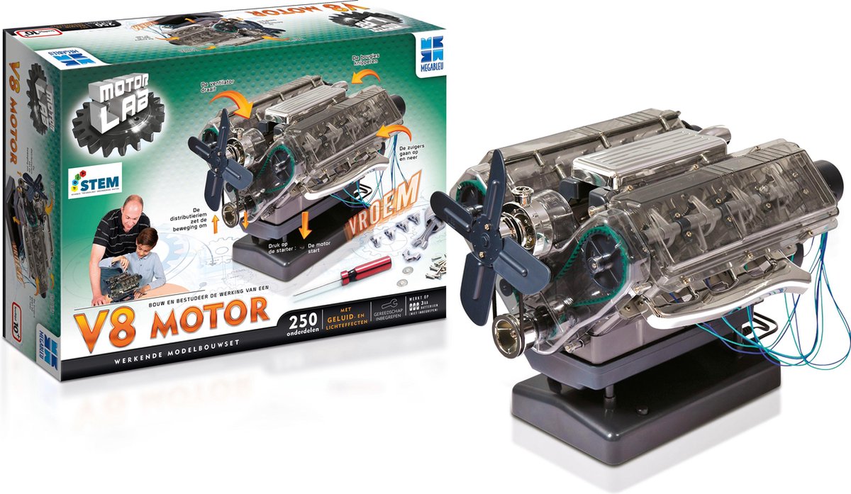 hoop Hassy Groene achtergrond Motor Lab Bouwmodelset: V8 Motor - Modelbouw - Werkende Motor - Miniatuur  bouwpakket | bol.com