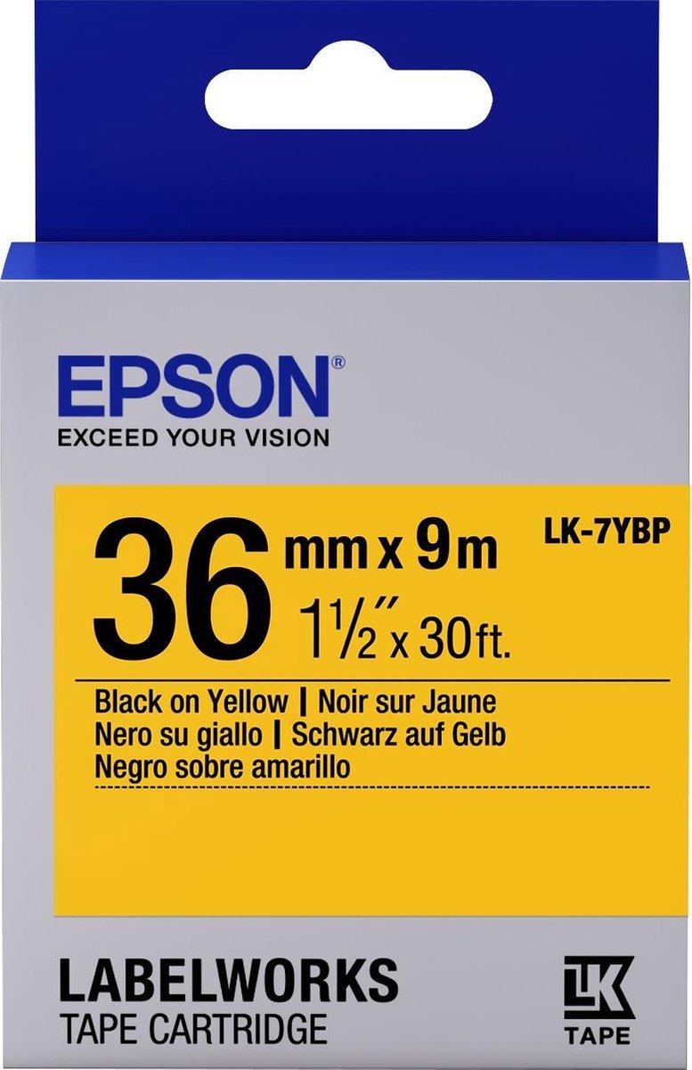 Epson Pastel Tape- LK-7YBP Pastel Blk/Yell 36/9