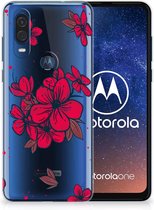 Back Case Motorola One Vision TPU Siliconen Hoesje Blossom Rood
