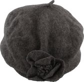 Dielay - Hoed Dames met Bloem - Cloche - Wol en Acryl - One Size - Grijs