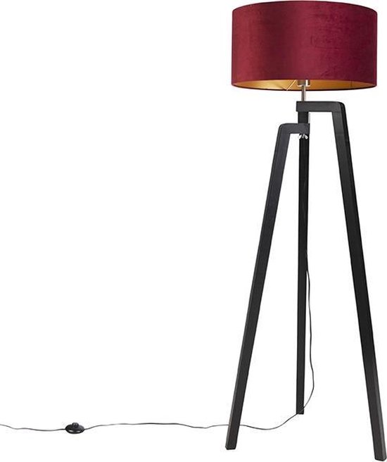 QAZQA puros - Klassieke Vloerlamp | Staande Lamp met kap - 1 lichts - H  1510 mm - Rood... | bol.com