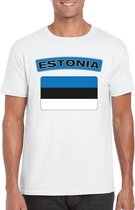 T-shirt met Estlandse vlag wit heren S