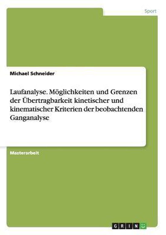 Laufanalyse. M glichkeiten Und Grenzen Der bertragbarkeit Ki ... - cover