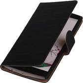LG Nexus 5X - Croco Zwart Booktype Wallet Hoesje
