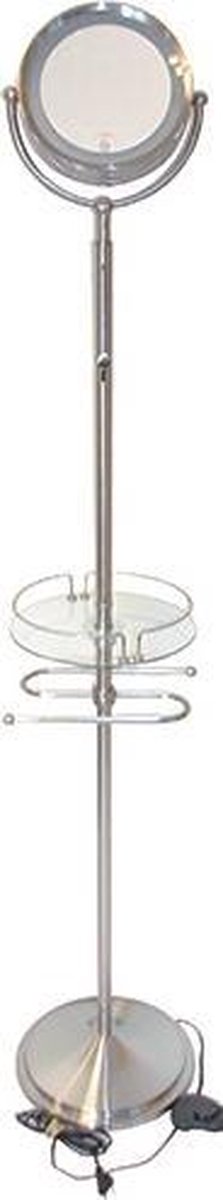 Goedkoopste Verlichte spiegel vloerspiegel metaal - 5x vergroting - Ø22cm
