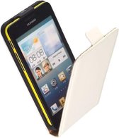 Huawei Ascend G525 Lederlook Flip Case hoesje Wit