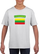 T-shirt met Litouwse vlag wit kinderen L (146-152)