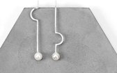 ZoDoll Zilver Asymmetrisch Oorhangers met Imitatie Parel ZD.02.01.002.01