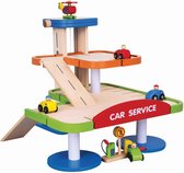 Viga Toys - Garage de stationnement avec plancher - Comprend 4 voitures et hélicoptère