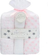 Babytown gift set 3-pack hydrofiel luiers 76x76 cm stars - roze/wit