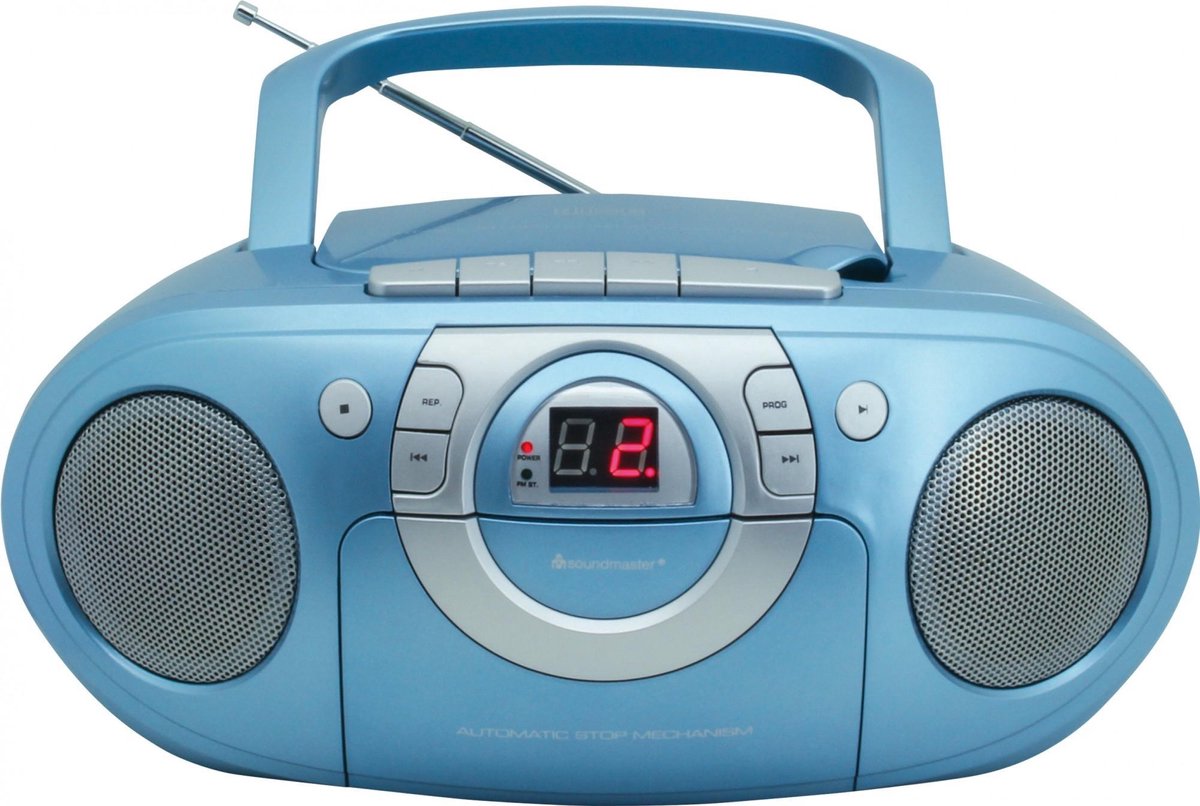 Soundmaster SCD5100BL - Boombox met FM-radio, CD- en cassettespeler, blauw thumbnail 2
