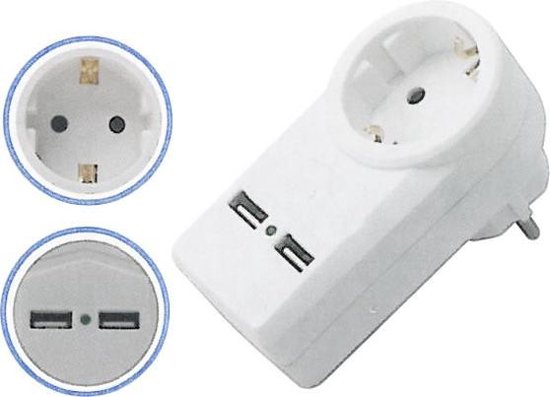 Supplement Eigenaardig spreker Stekker met 2 USB poorten - Stopcontact met USB - Oplader | bol.com