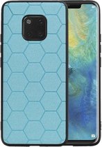Hexagon Hard Case - Telefoonhoesje - Backcover Hoesje - achterkant hoesje - Geschikt voor Huawei Mate 20 Pro - Blauw