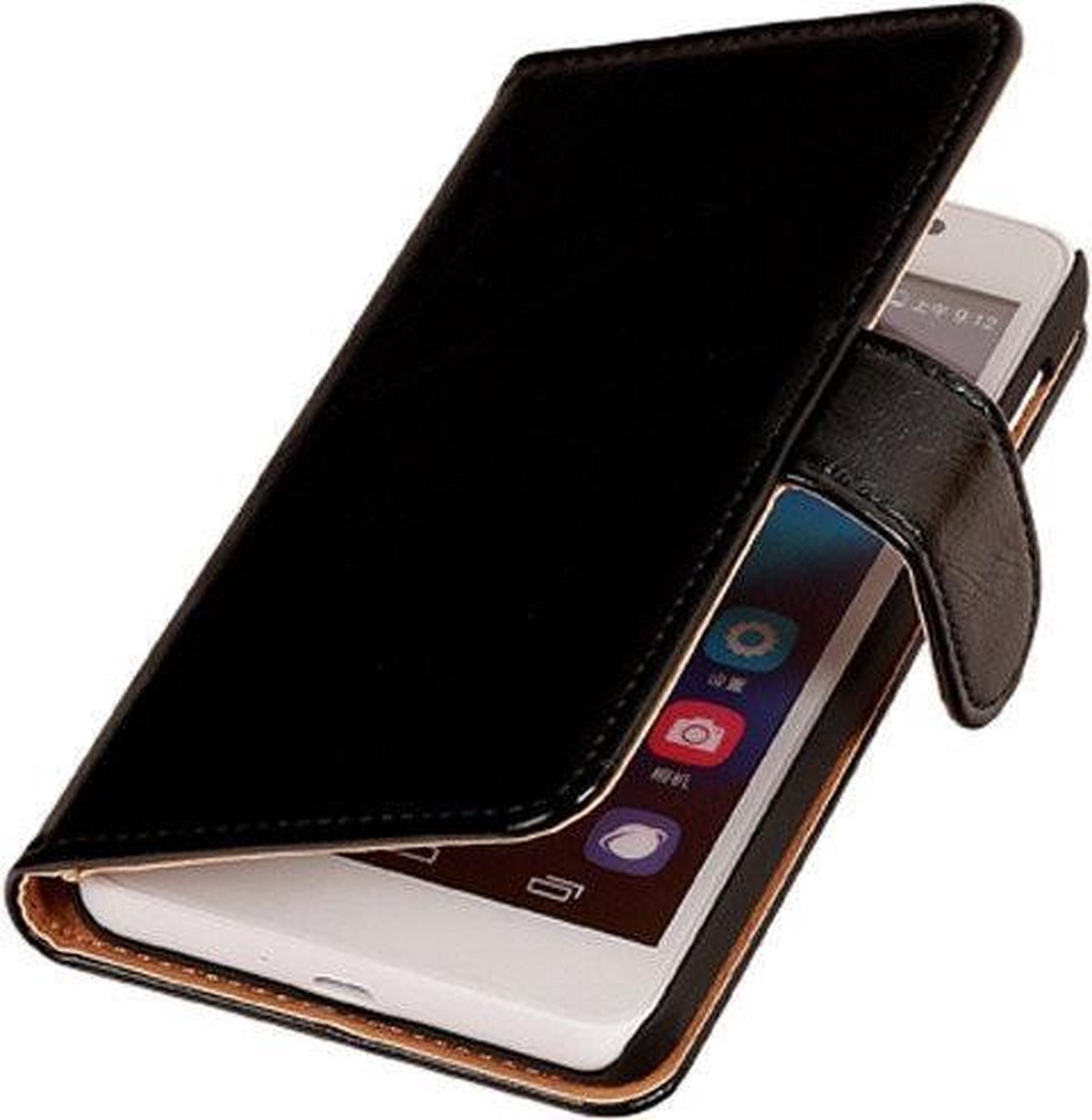 PU Leder Zwart Honor 6 Book/Wallet Case/Cover