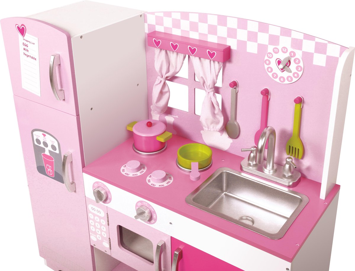 Keuken in hout - roze - 83x31x91 cm