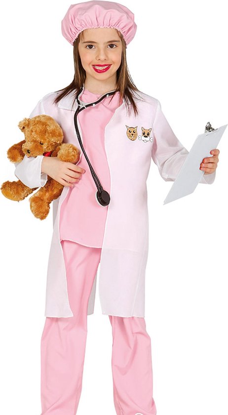 FIESTAS GUIRCA, S.L. - Roze dierenarts kostuum voor meisjes - 122/134 (7-9 jaar)
