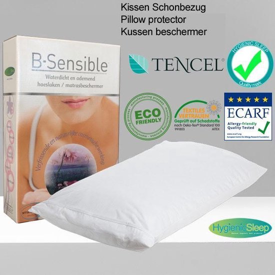 Protège- oreiller B-sensible | Taie d'oreiller | Blanc | 60 x 70 cm | 100% Tencel naturel | Étanche |