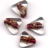 24 Stuks Hand-made Jewelry Beads - Driehoek -  Transparant Fuchsia