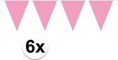 6x vlaggenlijn / slinger baby roze 10 meter - totaal 60 meter - slingers
