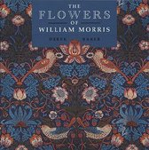 Couverture du livre 'The Flowers of William Morris' sur fond bleu foncé avec un motif floral et des oiseaux orange et bleus. Deux oiseaux à poitrine orange.