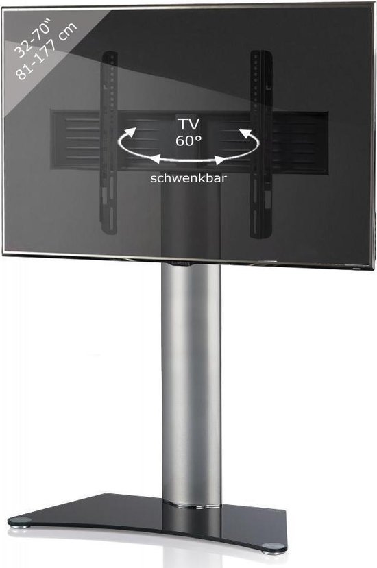 TV voet TV standaard Zental zilver/zwartglas | bol
