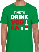 Time to drink Vodka tekst t-shirt groen voor heren - heren feest t-shirts M