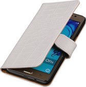 Samsung Galaxy On5 - Krokodil Wit Booktype Wallet Hoesje