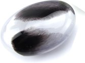 Glasobject Pebble ovaal zwart/wit mini urn glas