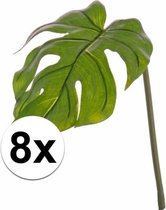 8x stuks kunstplant Monstera bladgroen takken 55 cm