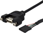 StarTech.com - 30 cm Inbouwpaneel - USB A naar Moederbord Aansluitkabel F/F USB kabel - Zwart
