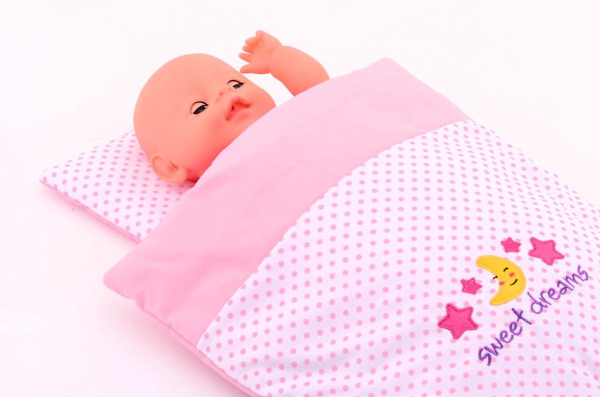 Johntoy - Baby Rose poppendeken en kussen set - Sweet dreams — afbeelding 2