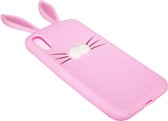 Roze konijn hoesje Geschikt Voor iPhone XS Max