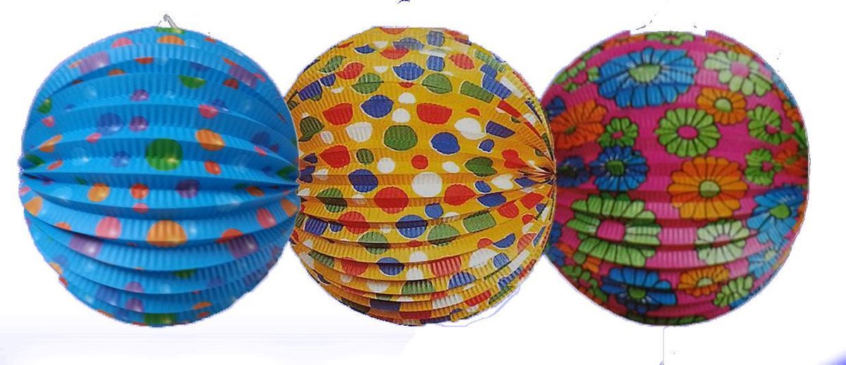 3 stuks - Lampion - Lampionnen - brandvertragend - assorti kleur