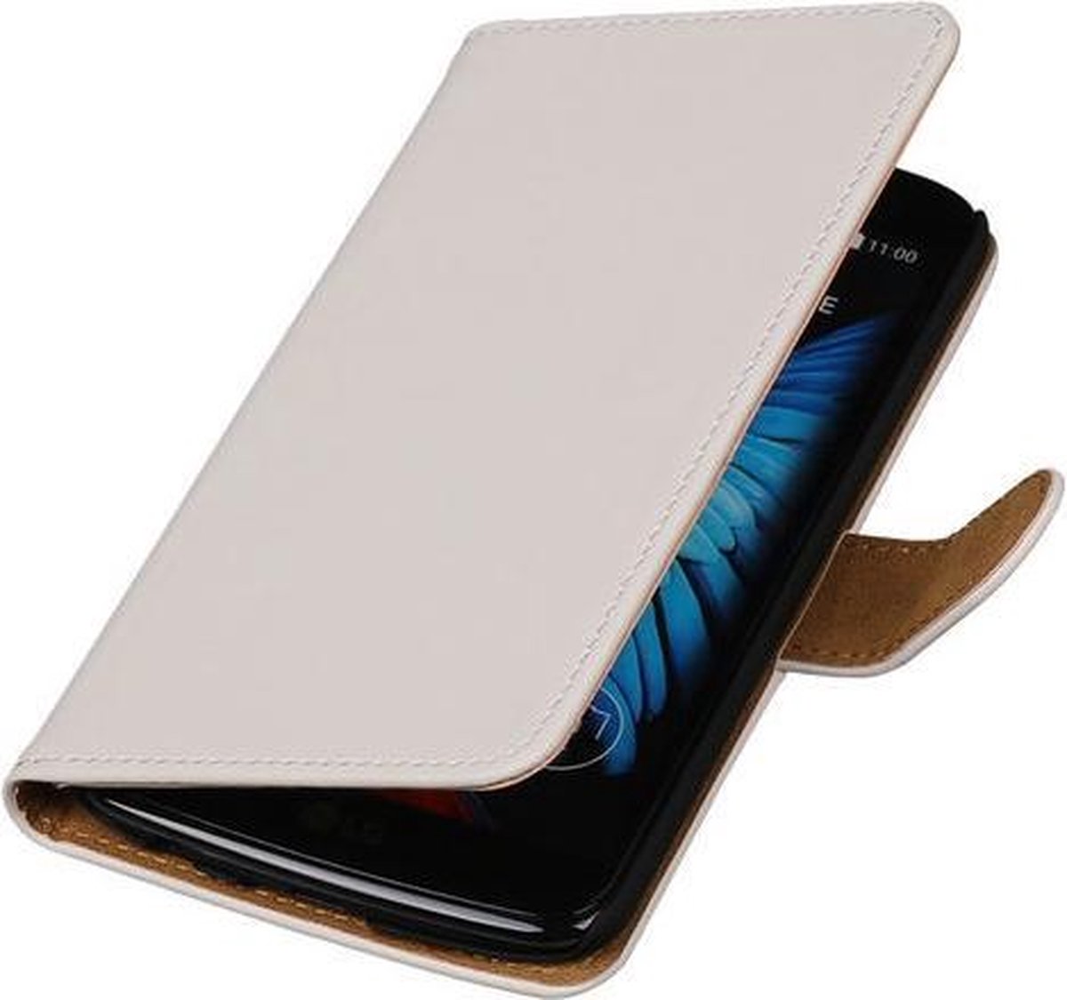 Wit Effen booktype wallet cover hoesje voor LG K8