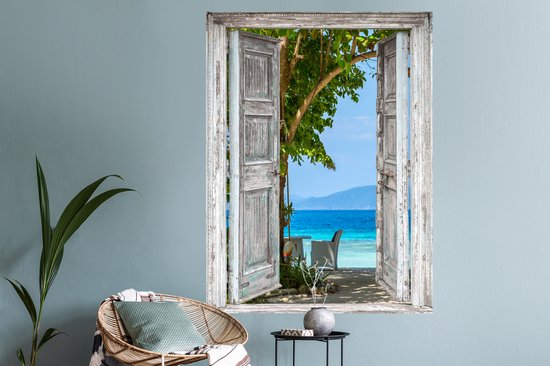 Stickers Stickers muraux - Plage - Tropical - Mer - Transparent - 90x120 cm - Film adhésif