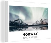 Tableau Peinture Norvège - Aurores Boréales - Water - 120x80 cm - Décoration murale