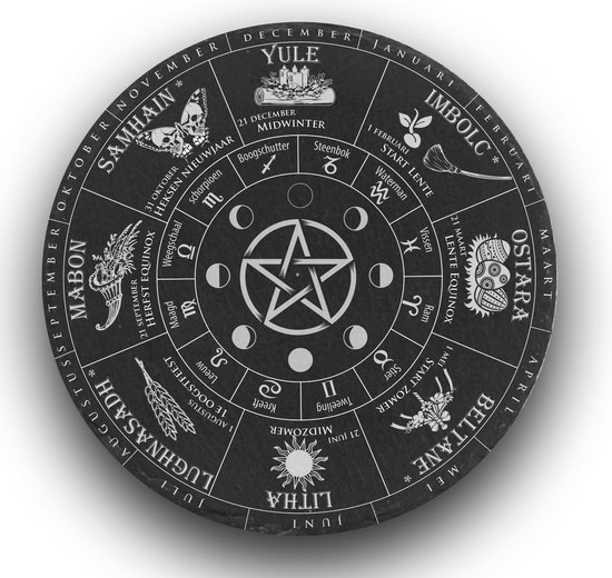 Gravure roue année celtique sur ardoise 30 cm | Belle et magique | Vivre en harmonie avec la nature
