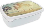 Broodtrommel Wit - Lunchbox - Brooddoos - Zee - Palmboom - Zomer - Zon - Strand - 18x12x6 cm - Volwassenen